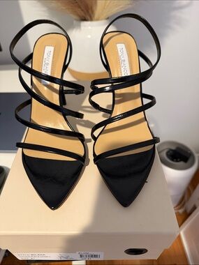 Tony Bianco Black Strappy Pointed Toe Stiletto Heels
